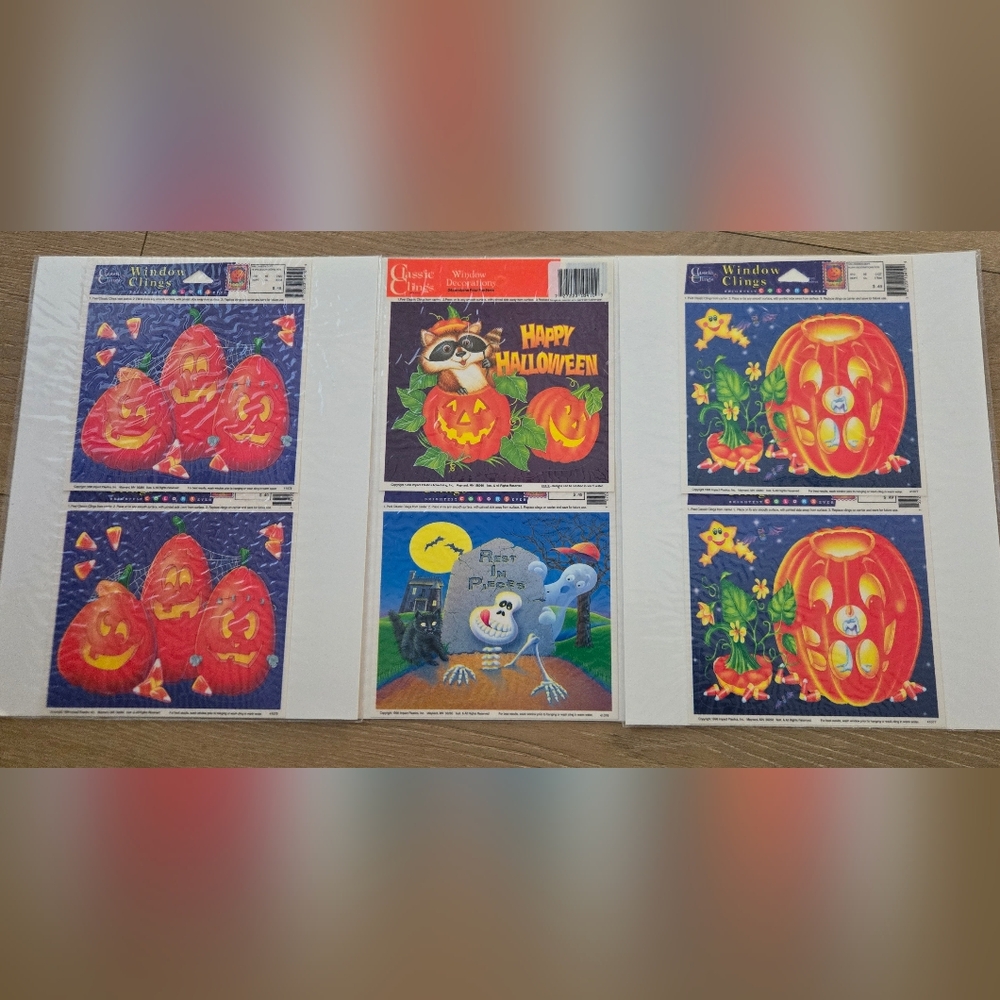 Vintage Classic Clings Halloween Window Clings with Pumpkins and Ghosts